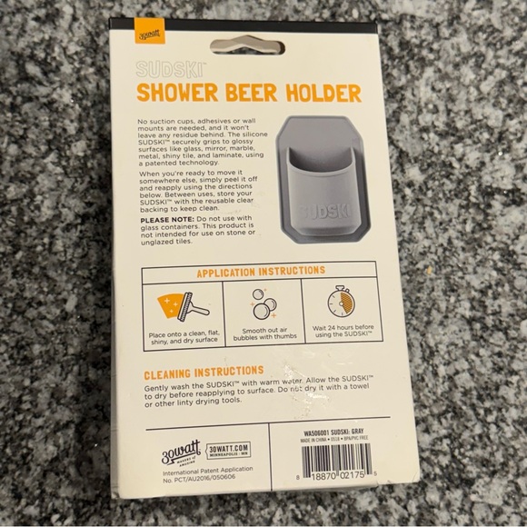 30 Watt Gray Sudski Silicone Beer Holder for The Shower - Picture 3 of 3